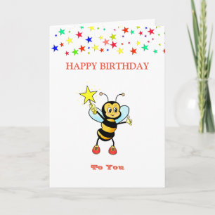 Happy Birthday Bee & Stars Card