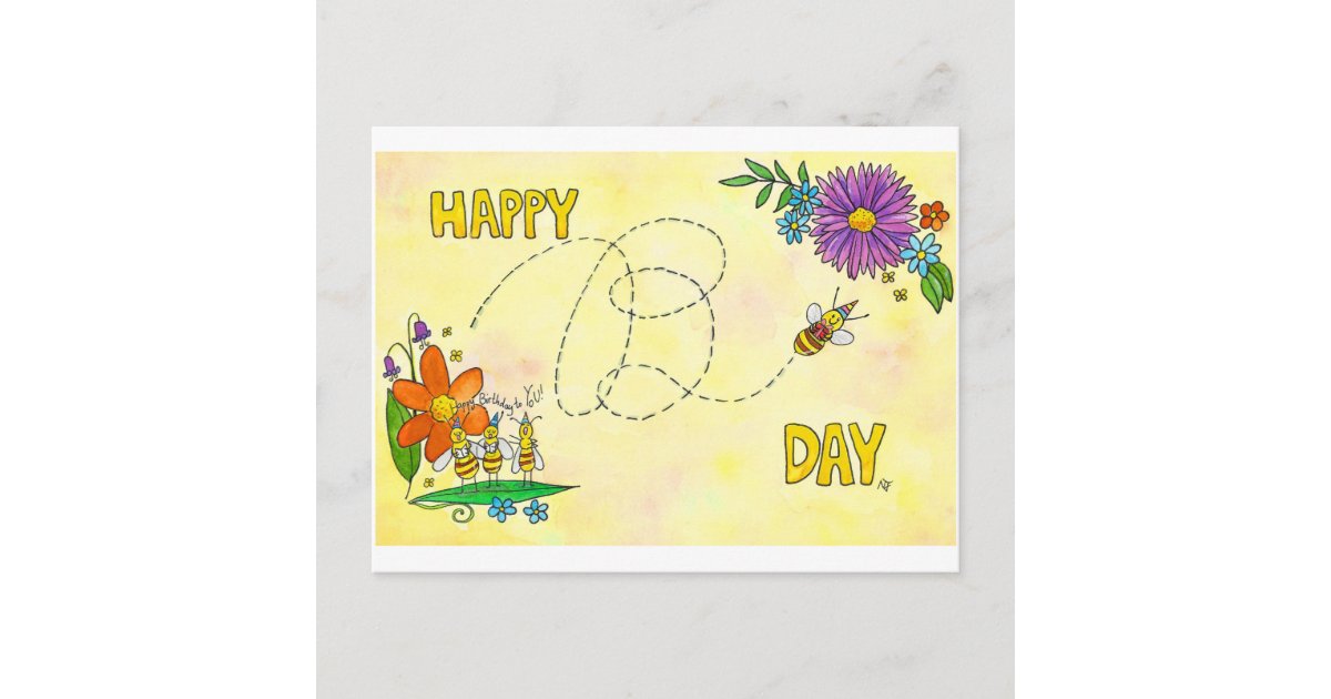 Happy Birthday Bees postcard by Nicole Janes | Zazzle