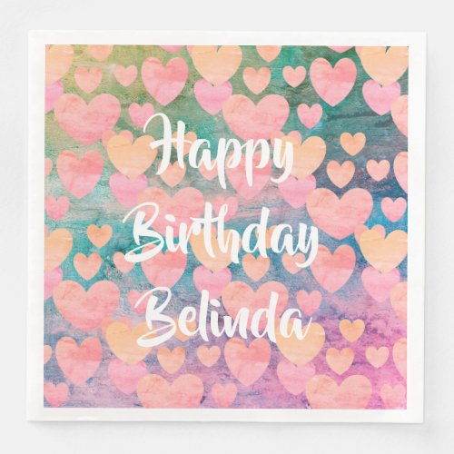 Happy Birthday Belinda party napkins by DAL