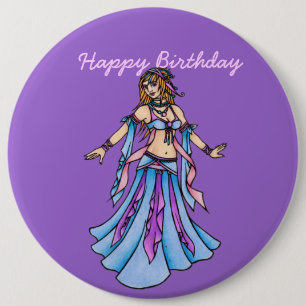 Happy Birthday Belly Dancer Button