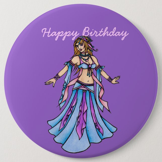 Happy Birthday Belly Dancer Button (Front)