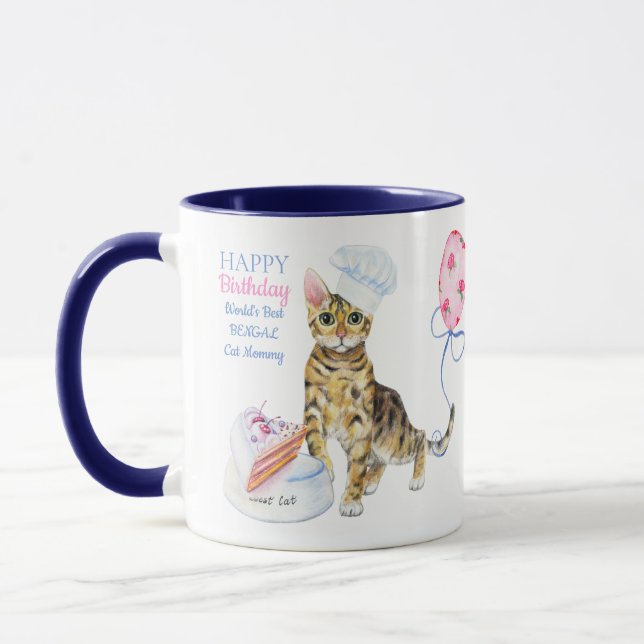 Happy Birthday Bengal Cat Mom - Personalized Gift Mug (Left)