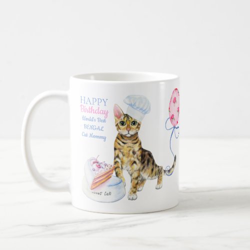 Happy Birthday Bengal Cat Mommy _ Add Name Coffee Mug