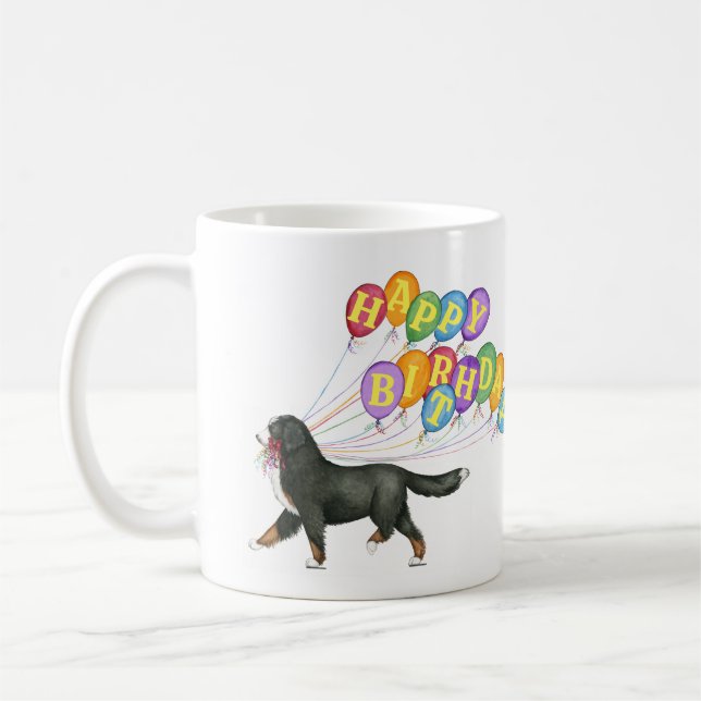 Happy Birthday Bernese Mountain Dog Coffee Mug (Left)