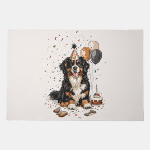 Happy Birthday Bernese Mountain Dog Doormat