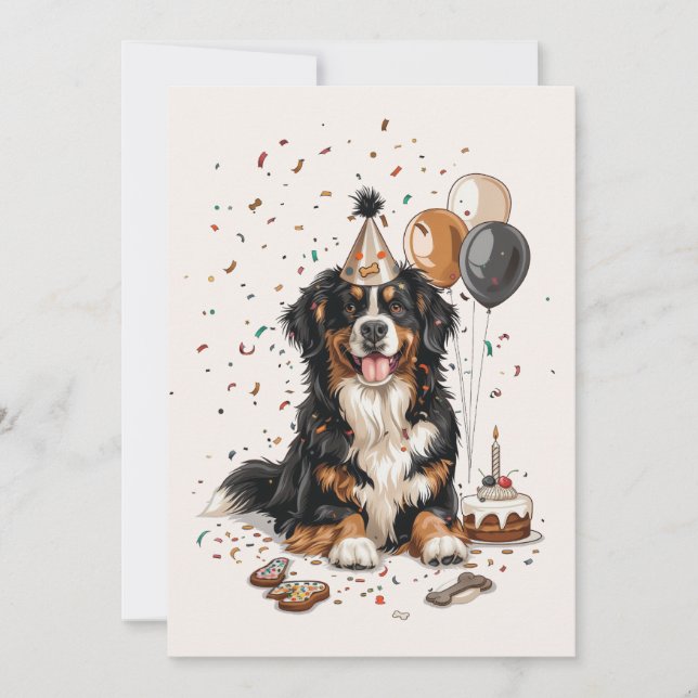 Happy Birthday Bernese Mountain Dog Invitation (Front)