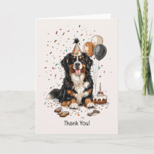 Happy Birthday Bernese Mountain Dog Letterpress Thank You Card