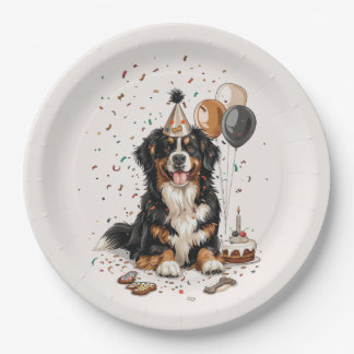 Happy Birthday Bernese Mountain Dog Paper Plates