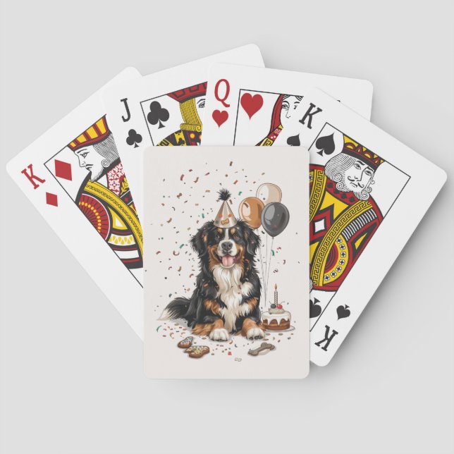 Happy Birthday Bernese Mountain Dog Poker Cards (Back)