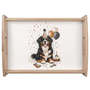 Happy Birthday Bernese Mountain Dog Serving Tray