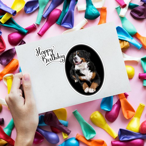 Happy Birthday Bernese Mountain Dog Sticker