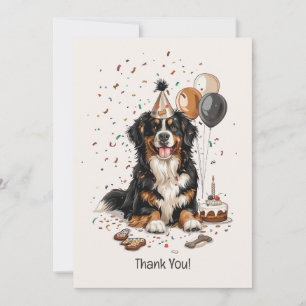 Happy Birthday Bernese Mountain Dog Thank You Card