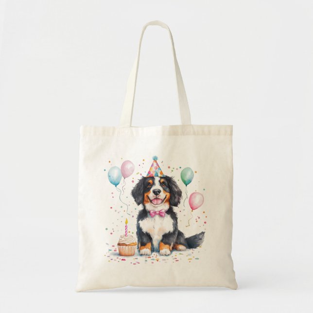 Happy Birthday Bernese Mountain Dog Tote Bag (Front)