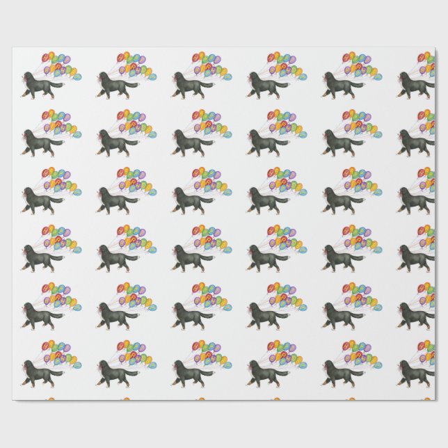 Happy Birthday Bernese Mountain Dog Wrapping Paper (Flat)