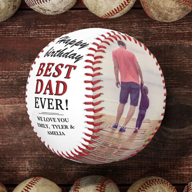 Happy Birthday Best Dad Ever Photo Collage Baseball (Creator Uploaded)