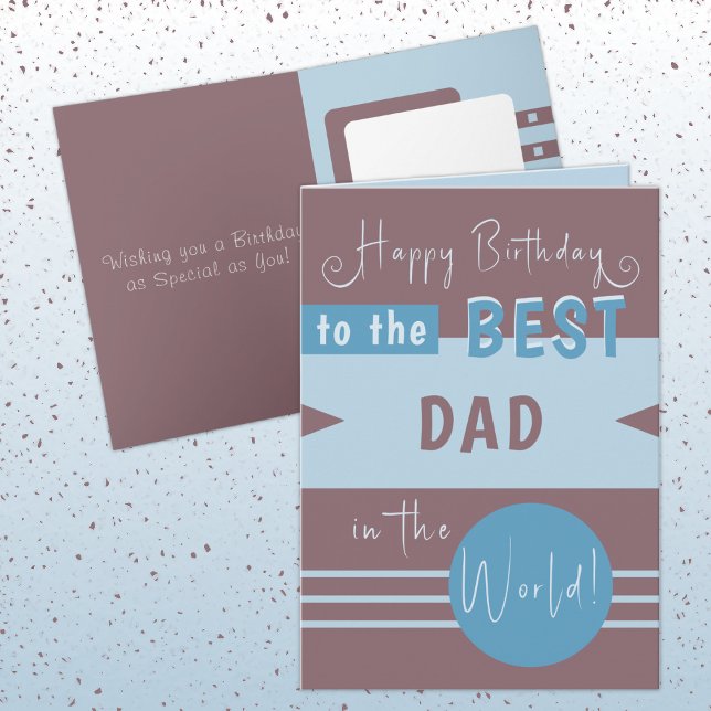 Happy birthday best dad in the world brown blue card (Creator Uploaded)