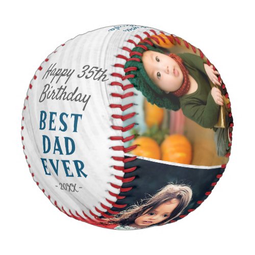 Happy Birthday Best Dad Wood 3 Photo Collage Baseball