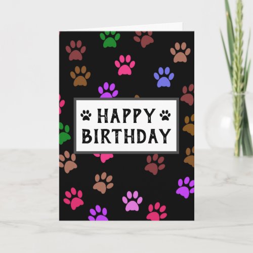 Happy Birthday Best Dog Dad Ever Paw Prints Card