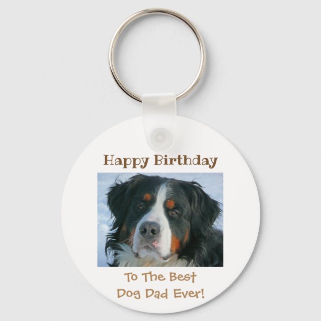 Happy Birthday Best Dog Dad Ever Photo Keychain (Front)