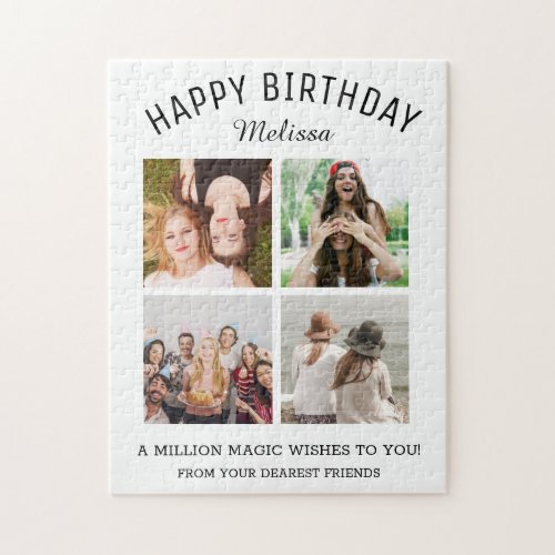 Happy Birthday Best Friend 4 Photo Collage Jigsaw Puzzle