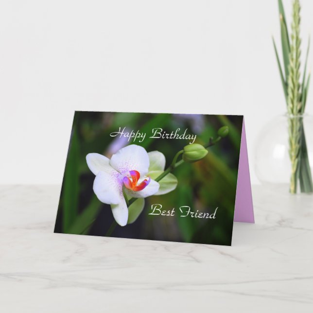 Happy Birthday Best Friend Phalaenopsis Orchid Car Card (Front)