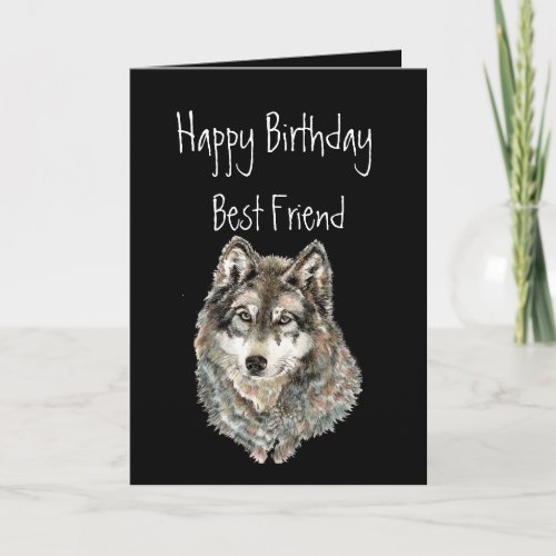 Happy Birthday Best Friend Wolf Wolves Animal Card