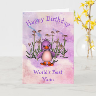 Happy Birthday Best Mom Cute Bird Card
