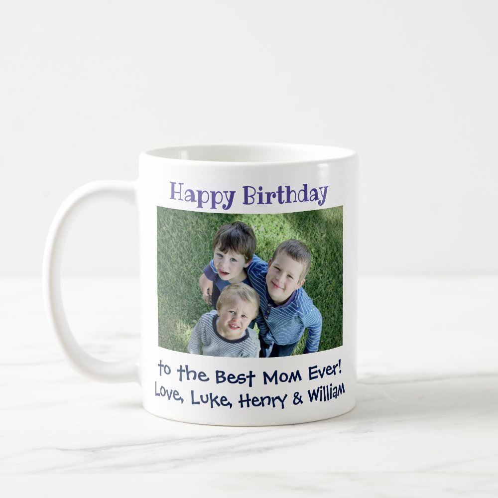 Discover Happy Birthday Best Mom Ever Kids Custom Photo Coffee Mug
