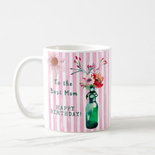 HAPPY BIRTHDAY BEST MOM LOVELY FLORAL MESSAGE   COFFEE MUG