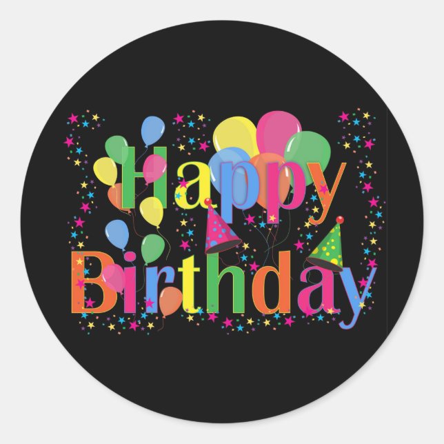 Happy Birthday, best-selling celebration design Classic Round Sticker (Front)