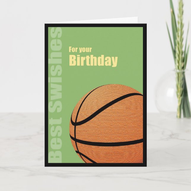 Happy Birthday, Best Swishes Basketball Card (Front)