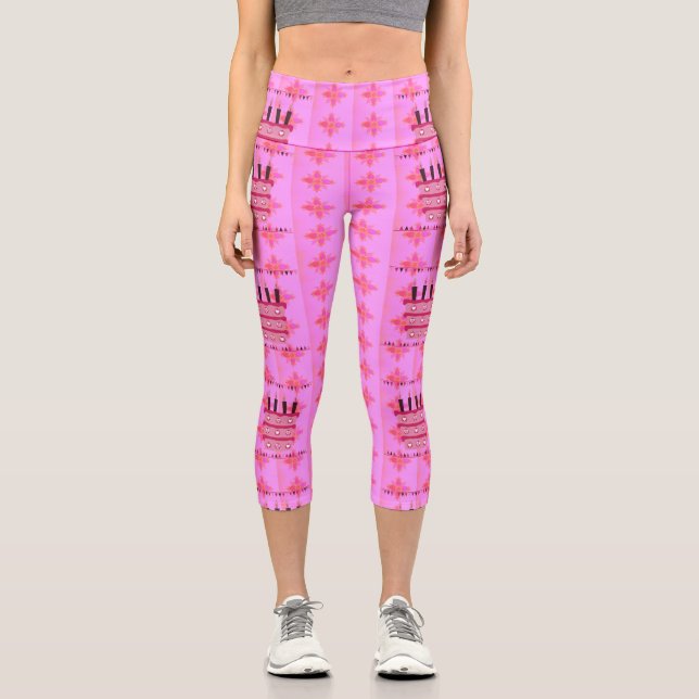 Happy Birthday Best Wishes  Capri Leggings (Front)