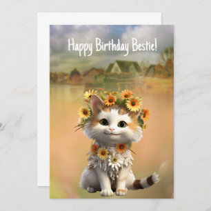 Happy Birthday Bestie Cute Bogo Cat Card