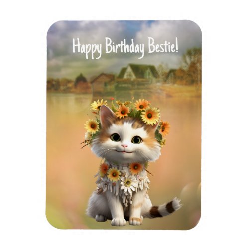 Happy Birthday Bestie Cute Bogo Cat Magnet