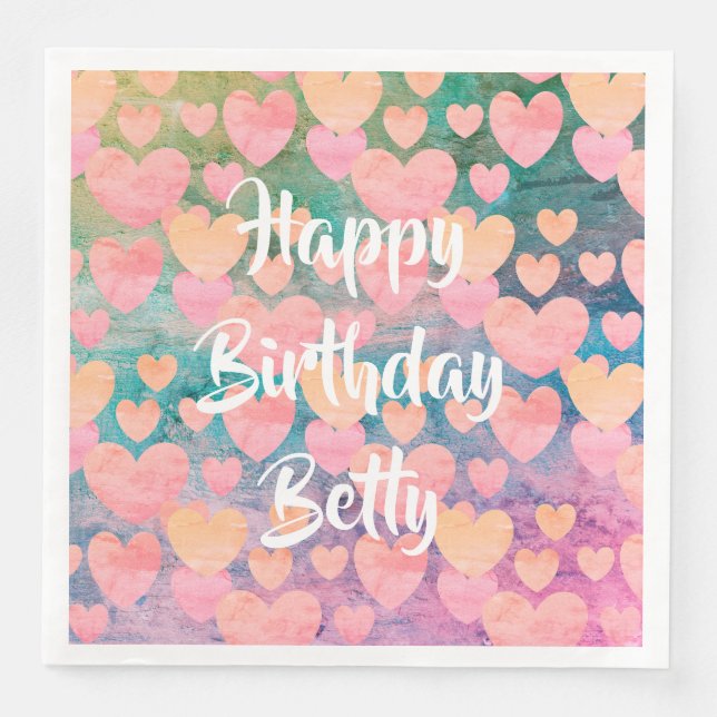 Happy Birthday #Betty party napkins by DAL (Front)