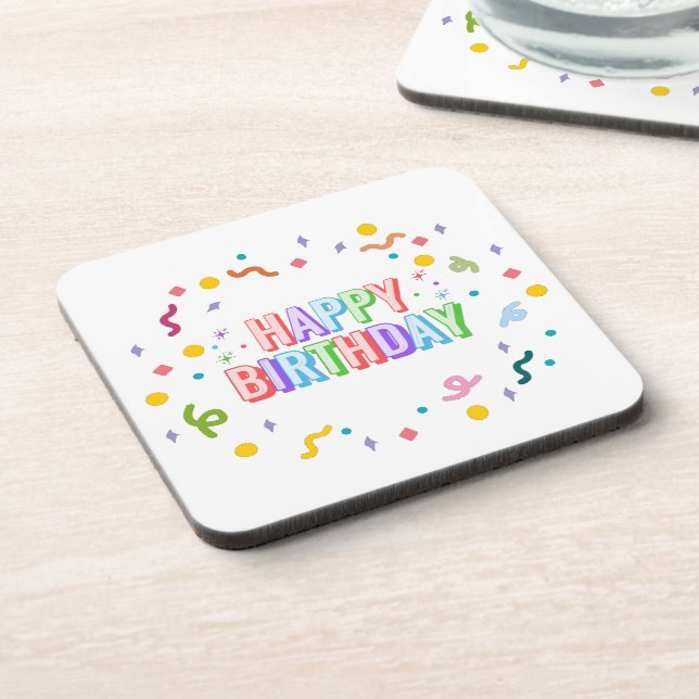 Happy Birthday Beverage Coaster (Left Side)