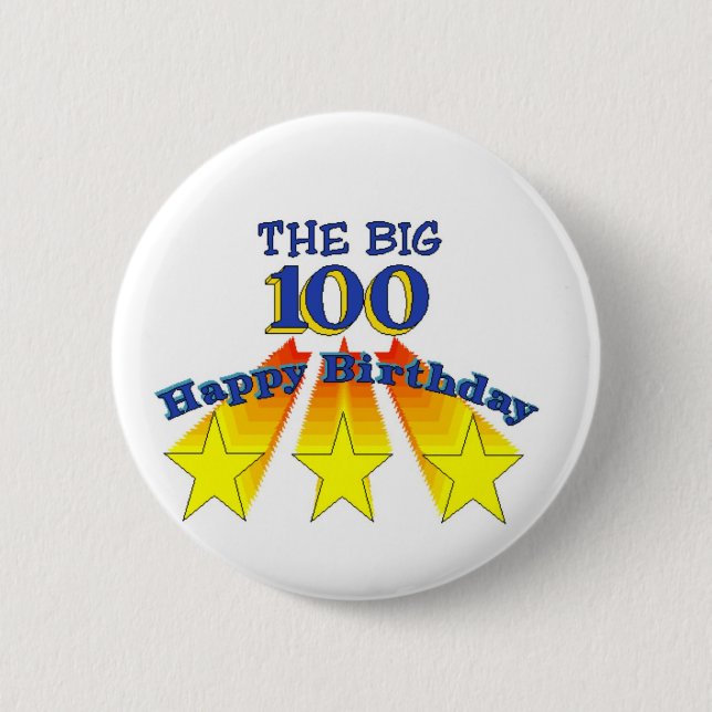 Happy Birthday Big 100 Pinback Button (Front)