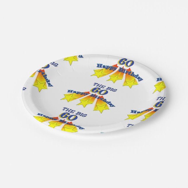 Happy Birthday Big 60 Paper Plates (Angled)