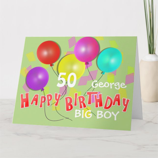 Happy Birthday Big Boy 50th Milestone Personalized Card (Front)