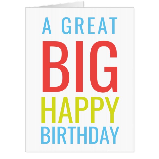 Happy Birthday Big Colorful Typography Card (Front)