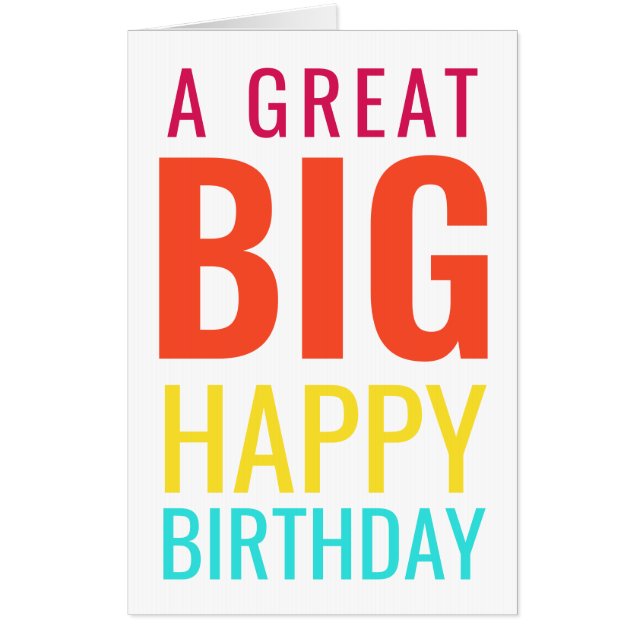 Happy Birthday Big Colorful Typography Card (Front)