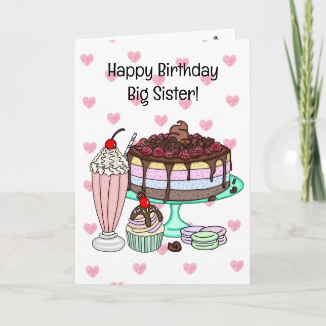 Happy Birthday Big Sister | Ice Cream Cone Card (Front)