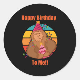 Happy Birthday Bigfoot Cupcake Classic Round Sticker