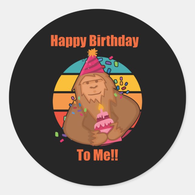 Happy Birthday Bigfoot Cupcake Classic Round Sticker (Front)