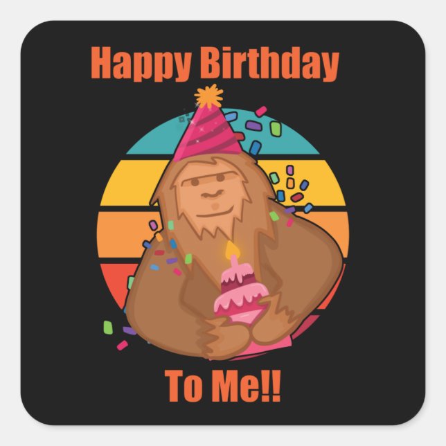 Happy Birthday Bigfoot Cupcake Square Sticker (Front)