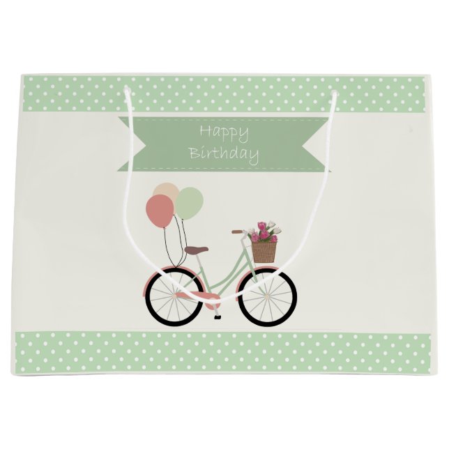 Happy birthday bike large gift bag (Front)