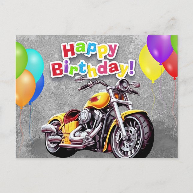 Happy birthday! biker postcard (Front)