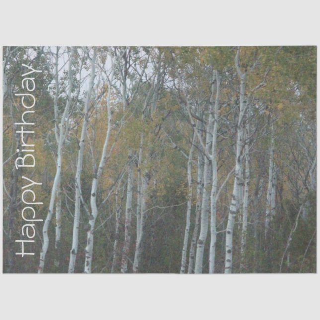 Happy Birthday Birch Bark Tissue Paper (Front)