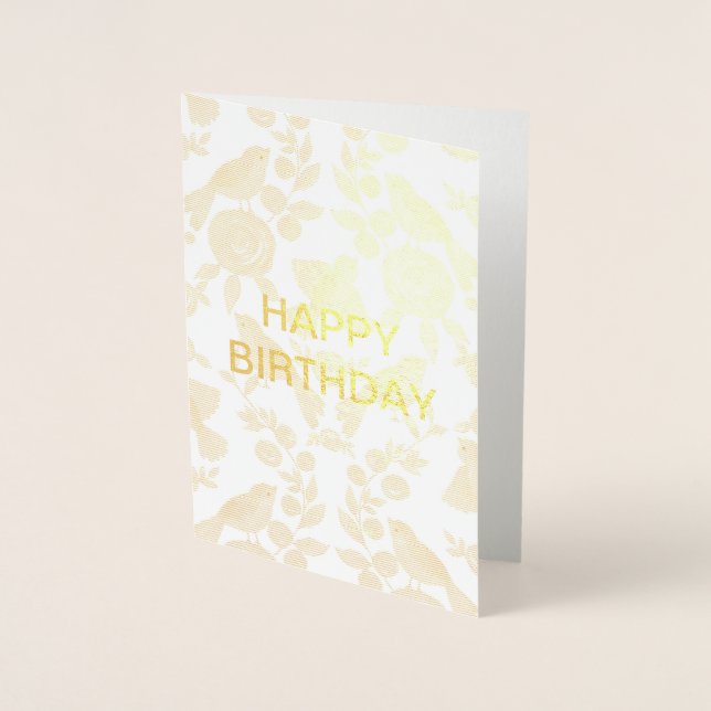 Happy Birthday Bird design Foil Card (Front)