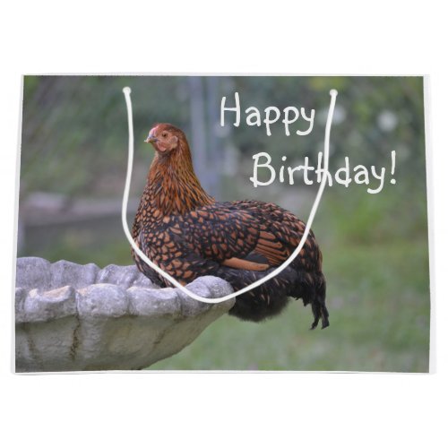 Happy Birthday Birdbath Chicken Large Gift Bag